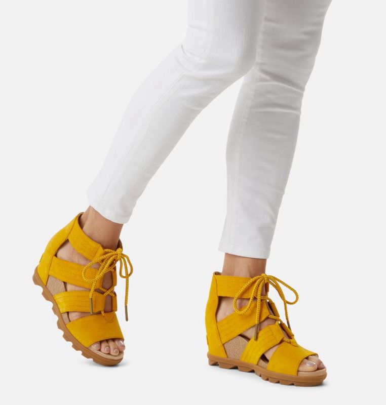 Womens Sandals Yellow - Sorel Joanie™ II Lace Wedge - 412-SZOMJQ